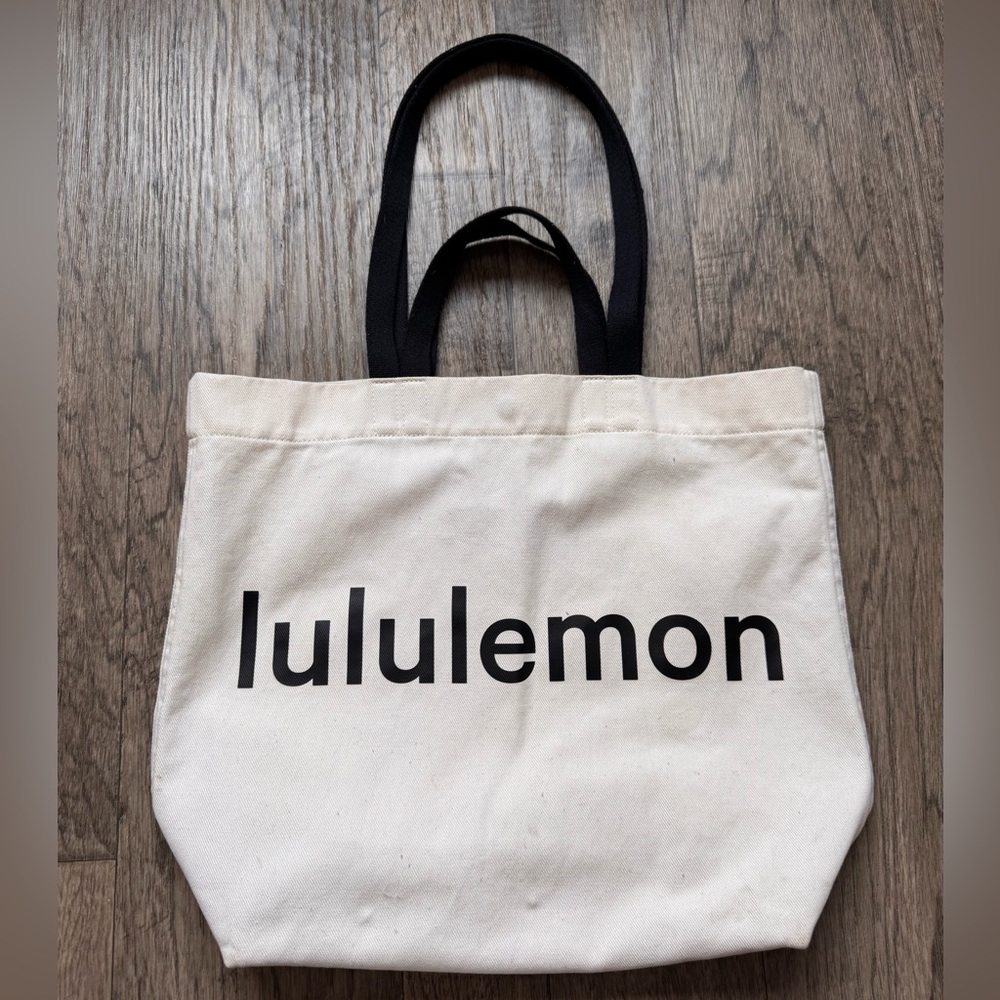 lululemon athletica Black and Cream Tote Bag